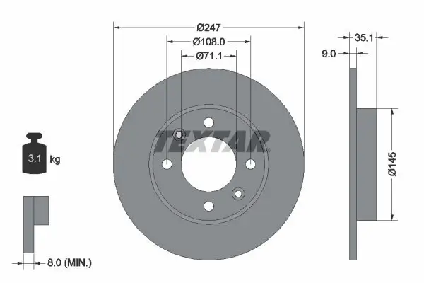 Bremsscheibe TEXTAR 92111703