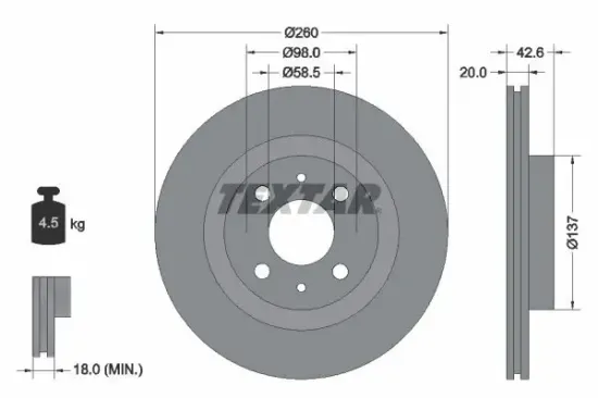 Bremsscheibe Vorderachse TEXTAR 92112100 Bild Bremsscheibe Vorderachse TEXTAR 92112100