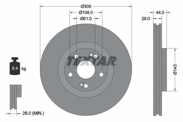 Bremsscheibe Vorderachse TEXTAR 92112300