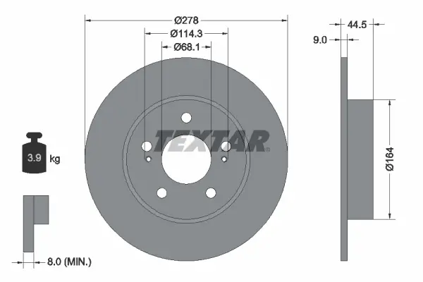 Bremsscheibe Hinterachse TEXTAR 92113103