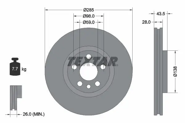 Bremsscheibe TEXTAR 92115003