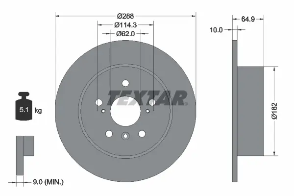 Bremsscheibe Hinterachse TEXTAR 92117000