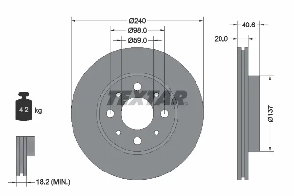 Bremsscheibe Vorderachse TEXTAR 92118003
