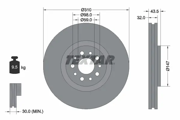 Bremsscheibe Vorderachse TEXTAR 92118100