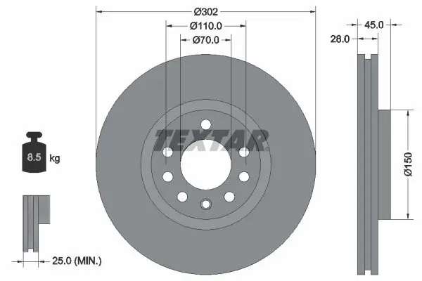 Bremsscheibe TEXTAR 92118303