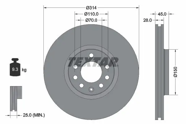 Bremsscheibe TEXTAR 92118803