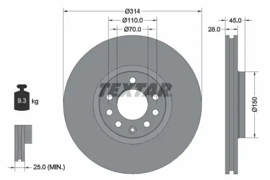 Bremsscheibe TEXTAR 92118803 Bild Bremsscheibe TEXTAR 92118803