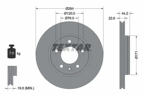 Bremsscheibe Hinterachse TEXTAR 92121403 Bild Bremsscheibe Hinterachse TEXTAR 92121403