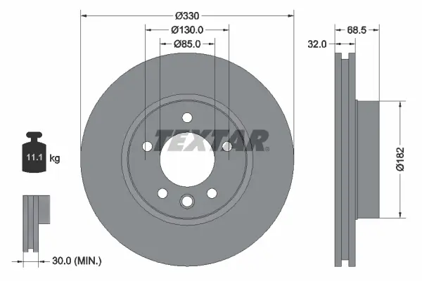 Bremsscheibe Vorderachse rechts TEXTAR 92121605