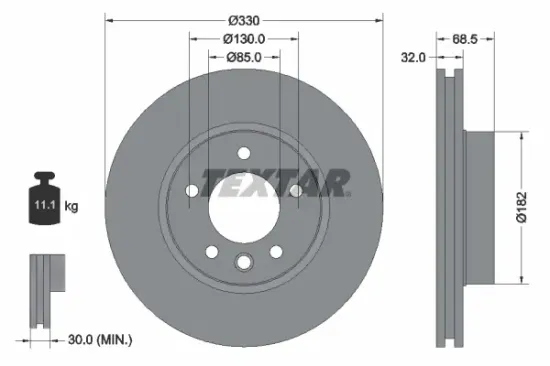 Bremsscheibe Vorderachse rechts TEXTAR 92121605 Bild Bremsscheibe Vorderachse rechts TEXTAR 92121605