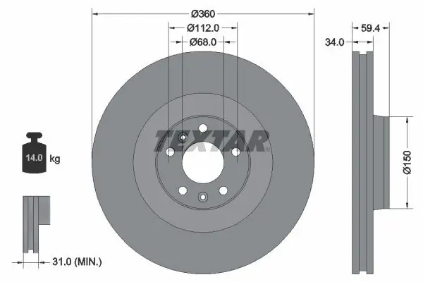 Bremsscheibe TEXTAR 92122205