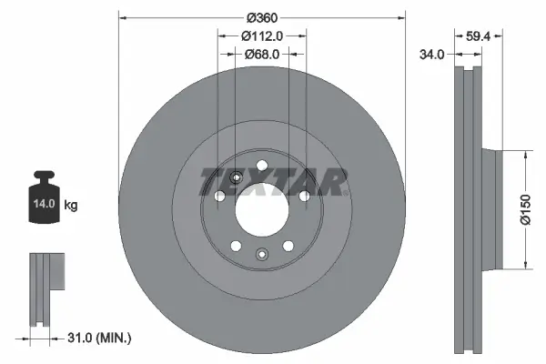 Bremsscheibe Vorderachse TEXTAR 92122205
