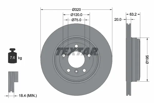 Bremsscheibe Hinterachse TEXTAR 92122703