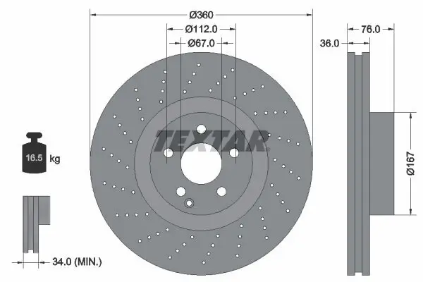 Bremsscheibe TEXTAR 92124200