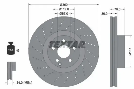 Bremsscheibe Vorderachse TEXTAR 92124200 Bild Bremsscheibe Vorderachse TEXTAR 92124200