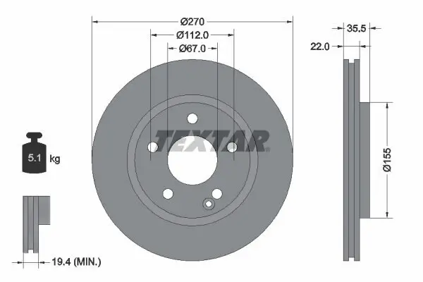 Bremsscheibe TEXTAR 92124503