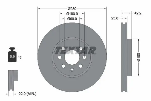 Bremsscheibe TEXTAR 92124603