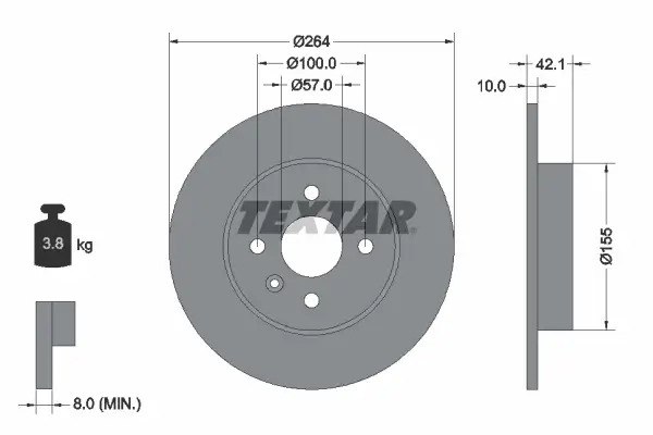 Bremsscheibe Hinterachse TEXTAR 92124703