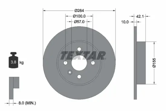 Bremsscheibe Hinterachse TEXTAR 92124703 Bild Bremsscheibe Hinterachse TEXTAR 92124703
