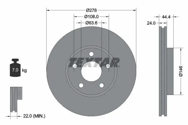 Bremsscheibe TEXTAR 92124803