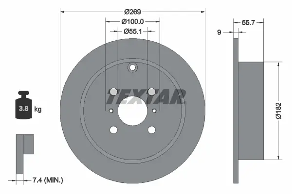 Bremsscheibe Hinterachse TEXTAR 92126203