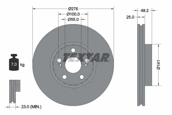 Bremsscheibe TEXTAR 92126403