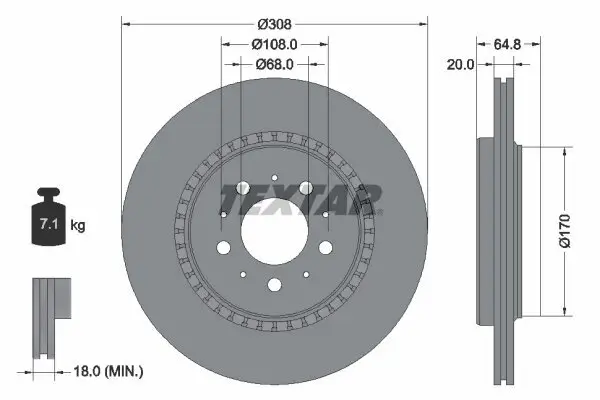 Bremsscheibe TEXTAR 92126803 Bild Bremsscheibe TEXTAR 92126803