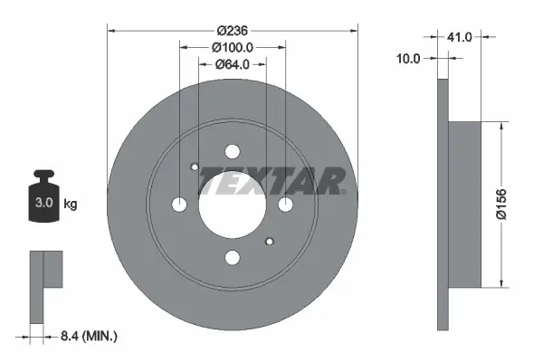 Bremsscheibe Hinterachse TEXTAR 92128600