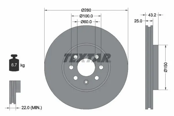 Bremsscheibe TEXTAR 92129303