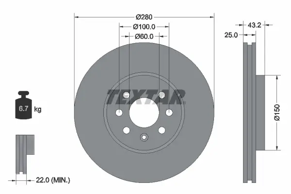 Bremsscheibe Vorderachse TEXTAR 92129303