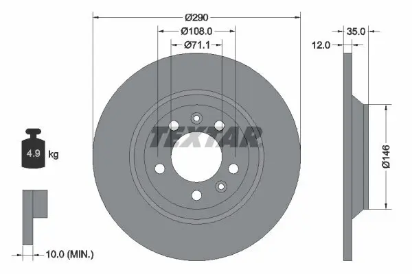 Bremsscheibe TEXTAR 92129603