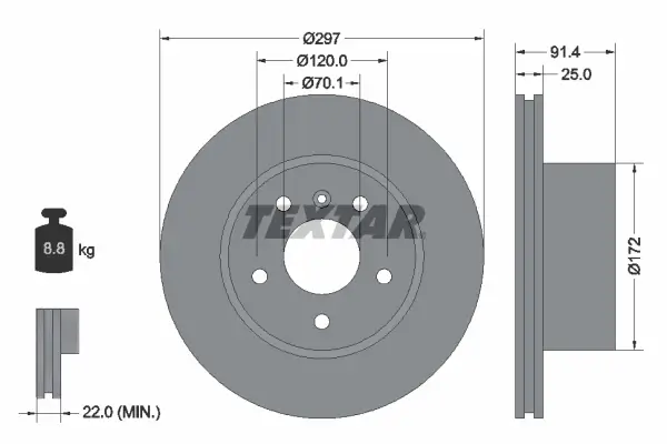 Bremsscheibe Vorderachse TEXTAR 92129700