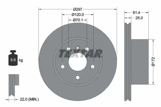 Bremsscheibe Vorderachse TEXTAR 92129700 Bild Bremsscheibe Vorderachse TEXTAR 92129700