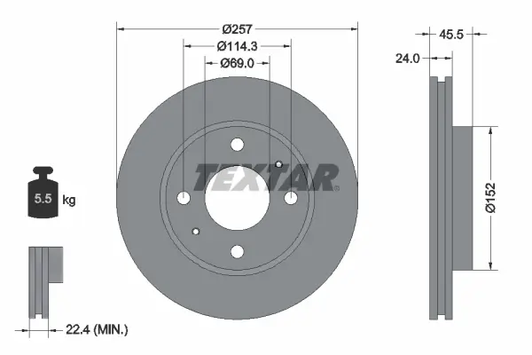 Bremsscheibe Vorderachse TEXTAR 92130800