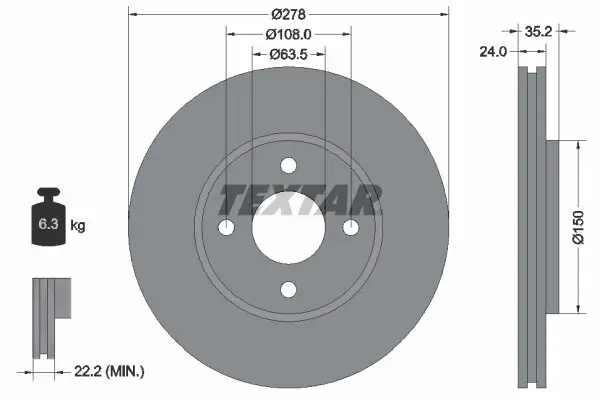 Bremsscheibe TEXTAR 92131300