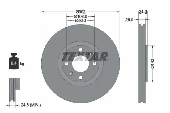 Bremsscheibe Vorderachse TEXTAR 92133203 Bild Bremsscheibe Vorderachse TEXTAR 92133203