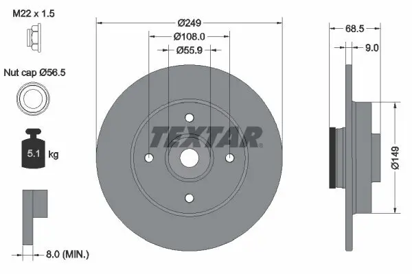 Bremsscheibe TEXTAR 92133303