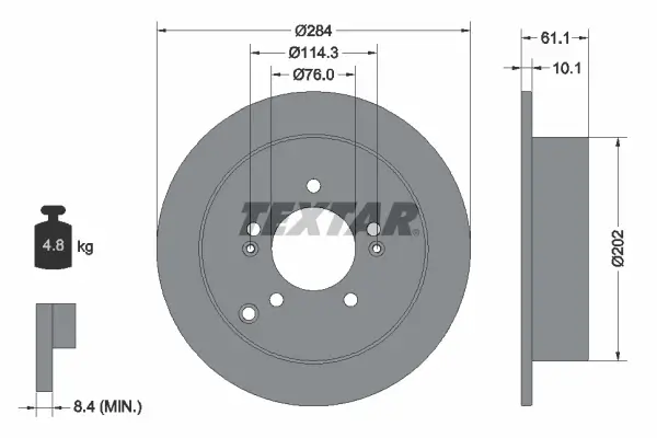 Bremsscheibe Hinterachse TEXTAR 92134003