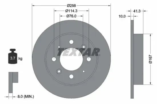 Bremsscheibe Hinterachse TEXTAR 92134303 Bild Bremsscheibe Hinterachse TEXTAR 92134303