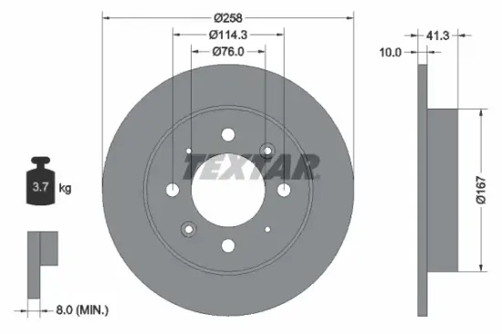 Bremsscheibe Hinterachse TEXTAR 92134303 Bild Bremsscheibe Hinterachse TEXTAR 92134303