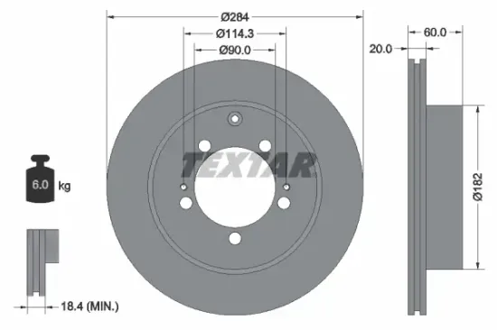 Bremsscheibe Hinterachse TEXTAR 92134700 Bild Bremsscheibe Hinterachse TEXTAR 92134700