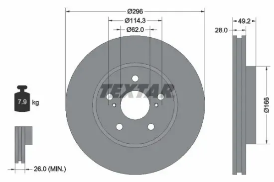 Bremsscheibe Vorderachse TEXTAR 92135800 Bild Bremsscheibe Vorderachse TEXTAR 92135800