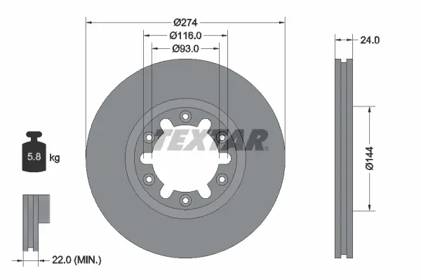 Bremsscheibe Vorderachse TEXTAR 92136300