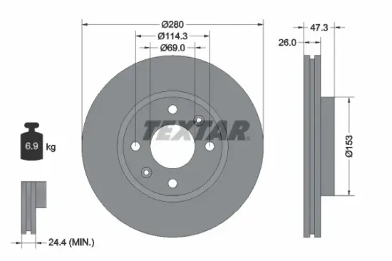 Bremsscheibe Vorderachse TEXTAR 92136600 Bild Bremsscheibe Vorderachse TEXTAR 92136600