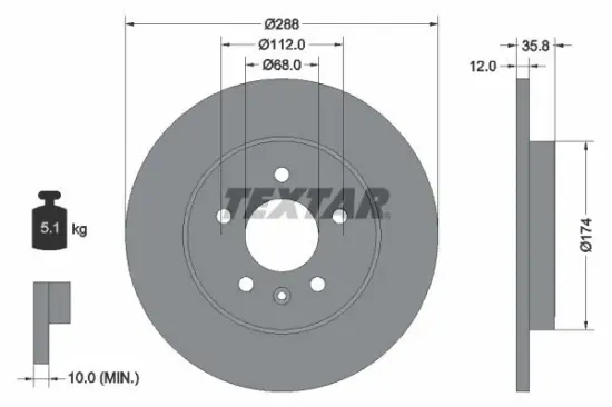 Bremsscheibe Hinterachse TEXTAR 92137003 Bild Bremsscheibe Hinterachse TEXTAR 92137003