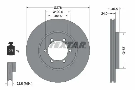 Bremsscheibe Vorderachse TEXTAR 92138400 Bild Bremsscheibe Vorderachse TEXTAR 92138400