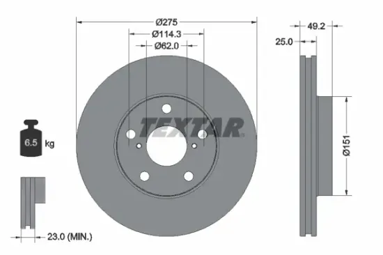 Bremsscheibe Vorderachse TEXTAR 92139703 Bild Bremsscheibe Vorderachse TEXTAR 92139703