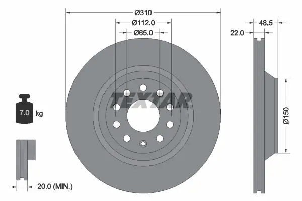 Bremsscheibe Hinterachse TEXTAR 92140703