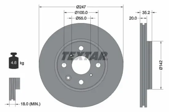 Bremsscheibe Vorderachse TEXTAR 92141903 Bild Bremsscheibe Vorderachse TEXTAR 92141903