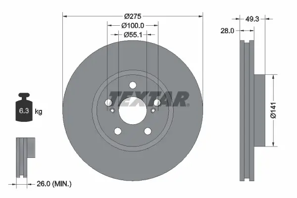 Bremsscheibe Vorderachse TEXTAR 92142003